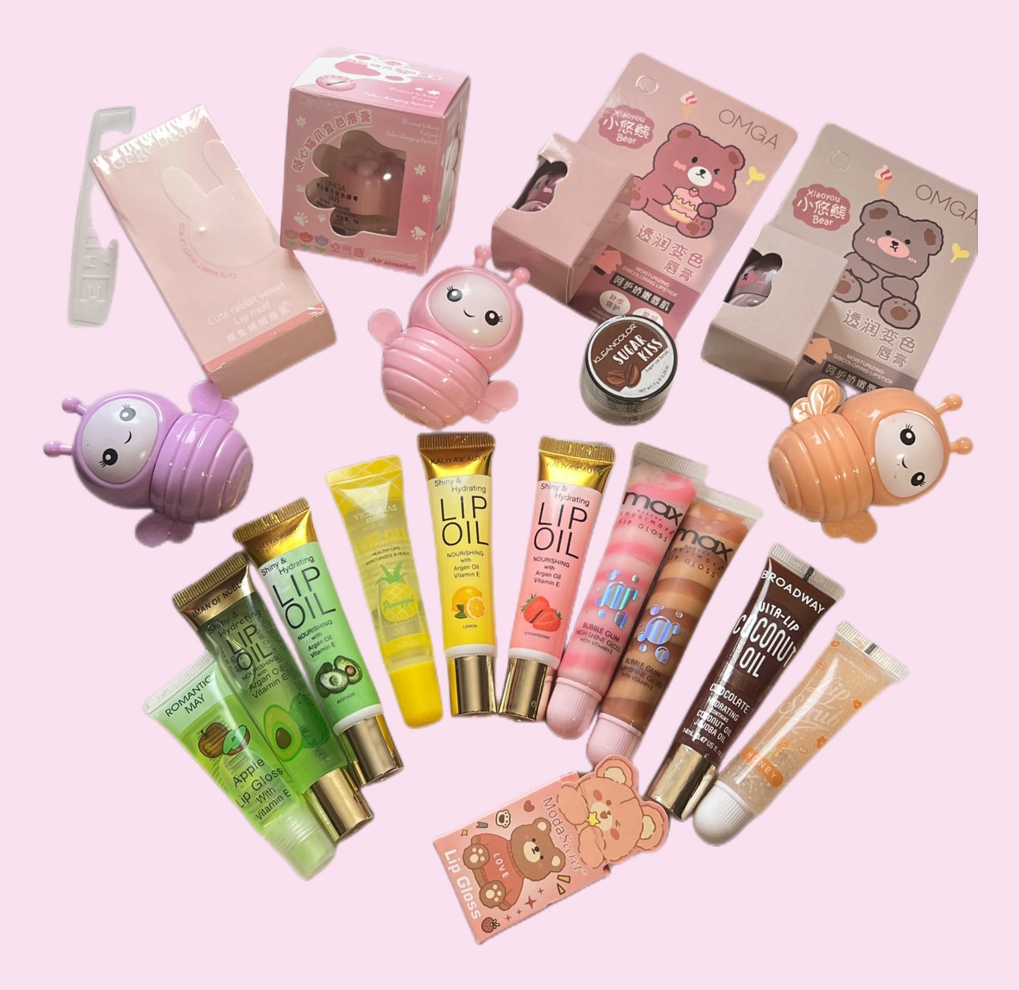 A Lipgloss Bundle Lippies, Lip Balms Lip Tints, Lip Oil Mix Gift Lipgloss