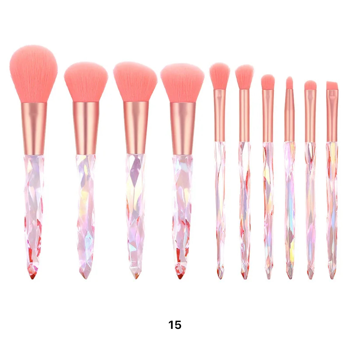 Makeup Brushes Crystal Handle Set 10 PCS Crystal Transparent Handle Powder Foundation Brush Concealer Eye Shadow Eyeliner Eyebrow Brush