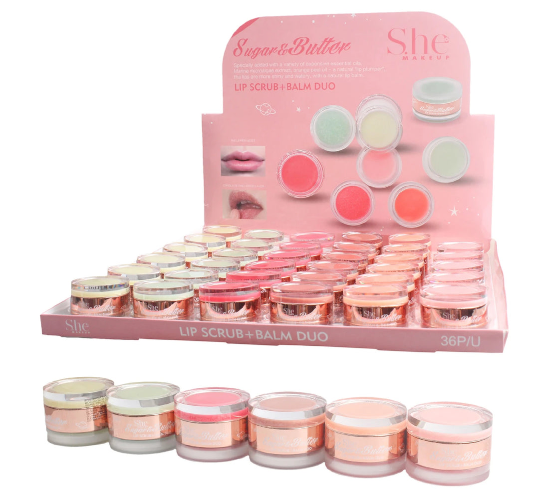 S.he Duo Sugar & Butter Lip Scrub+Balm