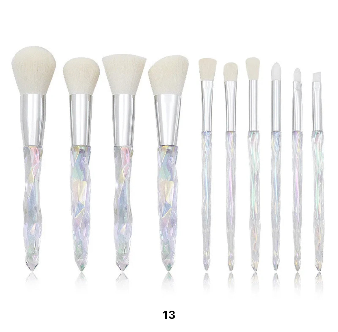 Makeup Brushes Crystal Handle Set 10 PCS Crystal Transparent Handle Powder Foundation Brush Concealer Eye Shadow Eyeliner Eyebrow Brush