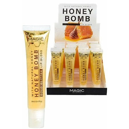 Honey Bomb Lip Gloss with Gold Glitter