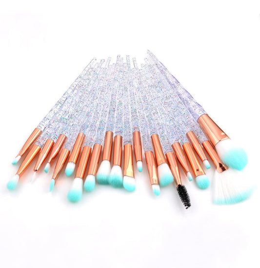 Makeup Brushes Crystal Handle Set 10 PCS Crystal Transparent Handle Powder Foundation Brush Concealer Eye Shadow Eyeliner Eyebrow Brush