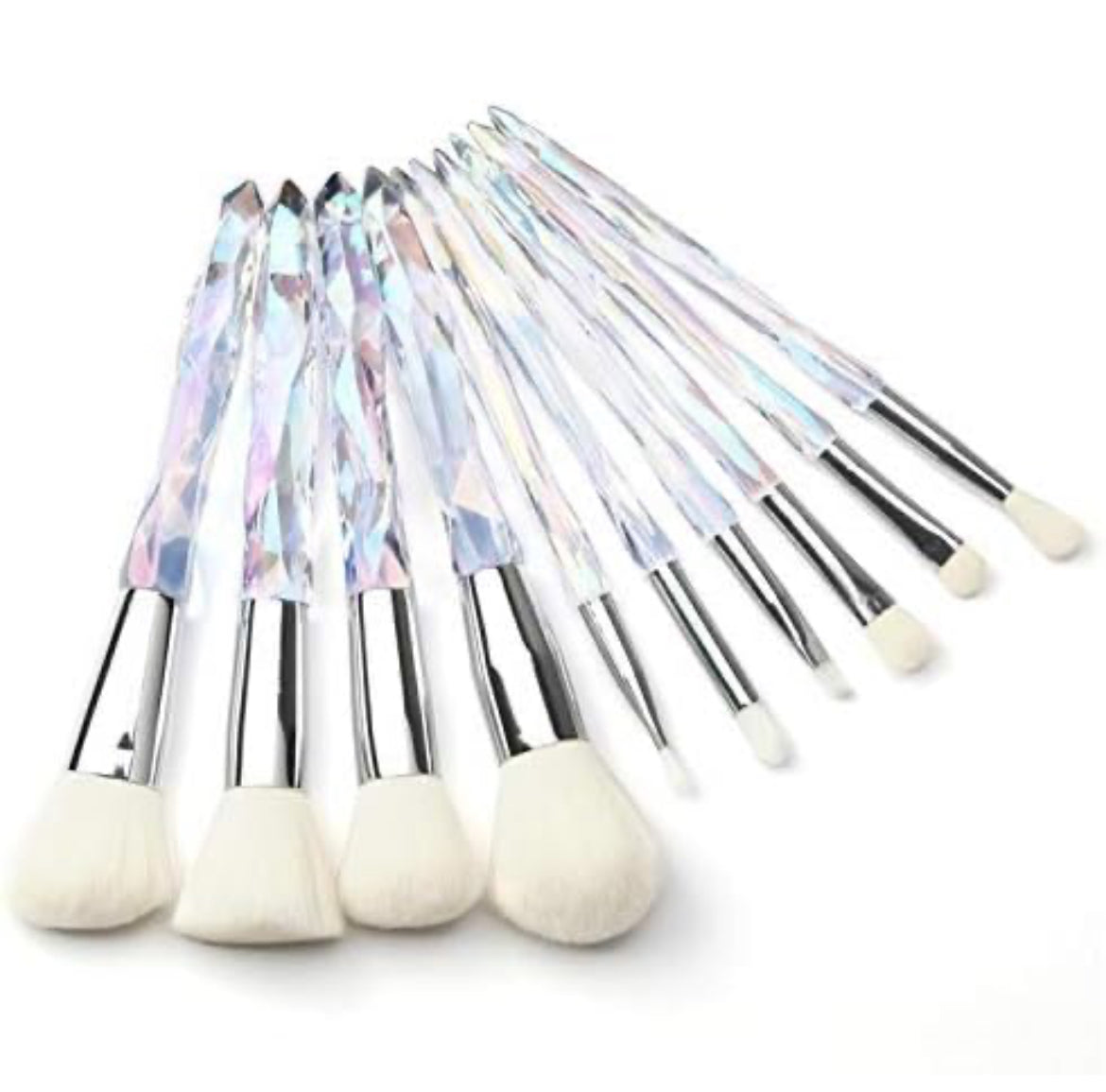 Makeup Brushes Crystal Handle Set 10 PCS Crystal Transparent Handle Powder Foundation Brush Concealer Eye Shadow Eyeliner Eyebrow Brush